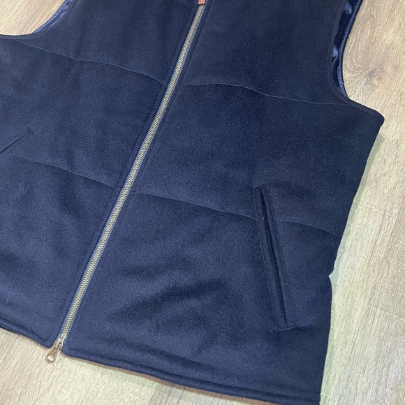 Peter Millar Large Wool Cashmere Blend Lux Insulated Dress Vest Leather Detail - Picture 5 of 11